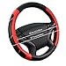 CAR PASS Line Rider Microfiber Leather Sporty Steering Wheel Cover Universal Fits for 95% Truck,SUV,Cars,14.5-15inch Anti-Slip Safety Comfortable Desgin (Black-Red)