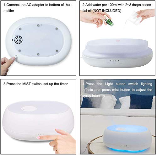 Gocheer 1000ml Humidifier Essential Oil Diffusers Ultrasonic Aromatherapy Diffuser,Timer, Waterless Auto off with Cool Mist and 7 Colour Changing LED Lights Aroma Diffuser