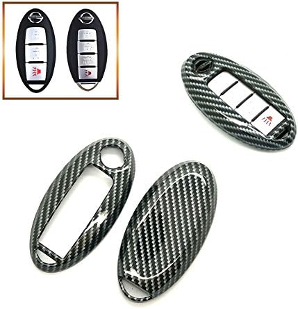 Smart Remote Key Fob Case Cover Shell 3 4 5 Buttons Gloss/Fros Metallic Painted PlasticKey Cover for Nissan (Carbon Gloss Fiber)