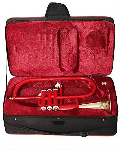 STUDENTS FLUGEL HORN 3 VALVE Bb PITCH RED COLORED + BRASS WITH CASE AND MP