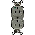 Leviton 8300-GY 20 Amp, 125 Volt, Extra Heavy Duty Hospital Grade, Duplex Receptacle, Straight Blade, Self Grounding, Gray Sm