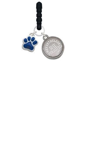 Small Royal Blue Paw Nevertheless She Persisted Phone Charm