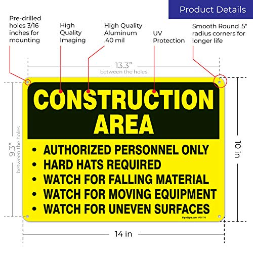 image for Construction Area Sign, Authorized Personnel Only Sign, 10x14 Rust Fre