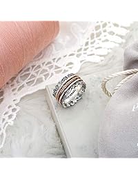 PZ Paz Creations Anillo giratorio de plata de ley 925 y oro rosa sobre plata