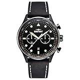 Dogfight DF0027 Mens Ace Black Leather Chronograph Watch