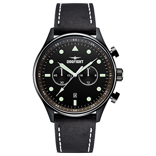 Dogfight DF0027 Mens Ace Black Leather Chronograph Watch