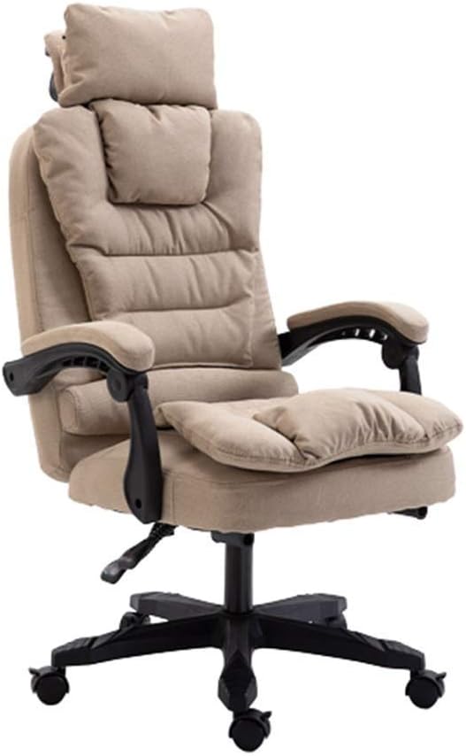 MUBAY High Back Ergonomic Home Office Chair, Fabric Back Computer Desk Executive Task Swivel Chair Computer Desk Gaming Chair with Headrest (Color : Beige)
