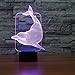 Saiam 3D Lamp Desk Table Light Cute Lovely Dolphin Shapes 7 Colors Amazing Optical Illusion Led Lamp Art Sculpture Lights Produces Unique Lighting Effects And 3D Visualization For Home Décor