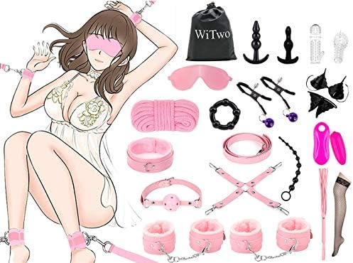 【2020豪華升级版】 WiTwo SMグッズ 女性 SM 拘束 ローター 縄 首輪 手錠 痛くない SMセット 拘束具 男女兼用 アダルトグッズ 秘密梱包 SMグッズ 男性 19点セット (ピンク)