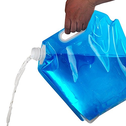 LE 3-Pack Collapsible BPA Free Water Container - Foldable Plastic Water Bag Carrier, Portable Water Storage Tank for Camping, Outdoor, Hiking,(blue&white&yellow)