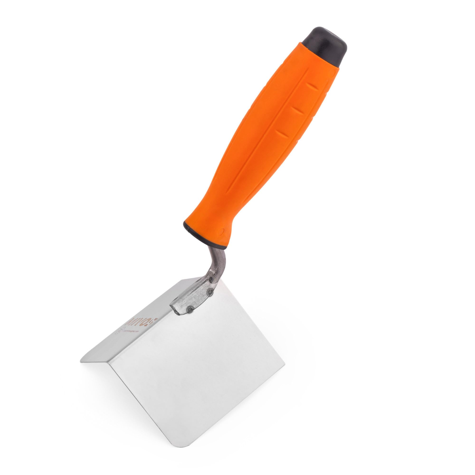 Mivos Stainless Steel Corner Trowel 80 x 60 mm - Rustproof Outside Edge Trowel with Soft Grip - 90° Angle EU Made