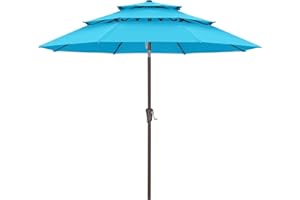 ABCCANOPY 10Ft 3 Tiers Market Umbrella, Outdoor Table Umbrella for Patio, Deck, Backyard (Turquoise)