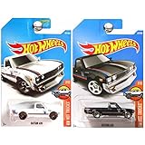 Hot Wheels 2017 Hot Trucks Datsun 620 Pickup Truck in White and Black SET OF 2