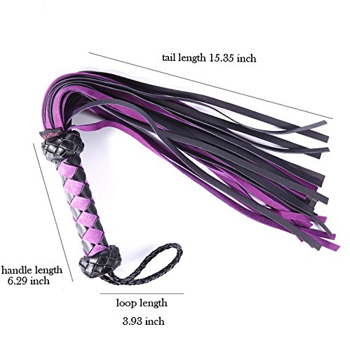 MSsmart (TM) Premium Suede Leather Floggers and Whips With Braided Handle Flogger,Purple - Thumbnail 2