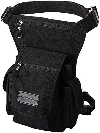 Luerman Canvas Waterproof Waist Leg Bag Outdoor Fishing Bag Length Adjustable Motorcycle Tactical Bag (black)