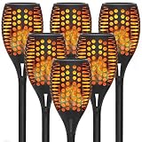 6-Pack Solar Torch Lights with Flickering Flames for Christmas Decorations Outdoors Garden Path Light Solar-powered Wireless Pathway Lights, Waterproof Landscape Lighting for Yard, Patio, Lawn, Porch