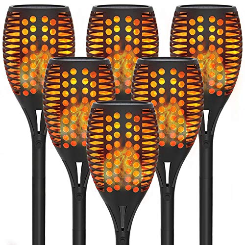 6-Pack Solar Torch Lights with Flickering Flames for Christmas Decorations Outdoors Garden Path Light Solar-powered Wireless Pathway Lights, Waterproof Landscape Lighting for Yard, Patio, Lawn, Porch