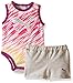 PUMA Baby Girls Multicolored Bodysuit and Short Set, Light Heather Grey, 6/9M