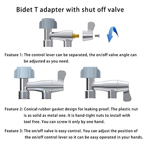 Hibbent No Leaking Design Metal Bidet Tadapter with Shutoff Valve