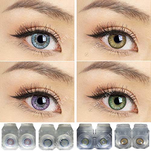 Soft Eye Combo Pack of 4 Pairs of Monthly Color Contact Lenses (Sky Blue, Hazel,Green & Violet) (Zero Power/Lenses Only) 1 Soft Eye Combo Pack of 4 Pairs of Monthly Color Contact Lenses (Sky Blue, Hazel,Green & Violet) (Zero Power/Lenses Only)