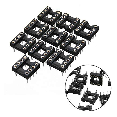 AFCN Mayitr 10pcs Gold Plated Round Hole Socket 8 Pins 2.54M DIP IC Sockets Adaptor Solder Type IC Connector for Op Amps