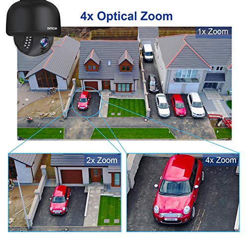 Dericam Outdoor Wireless Security Camera,Outdoor PTZ Camera,Crystal Full HD 1080P,4 X 0ptical Zoom,Auto Focus,Pre-Installed 32GB Memory Card, Black