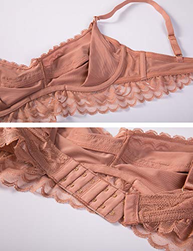 MOMANDA Women's Underwire Lace Nursing Hands-Free Pumping Bra Sun Kissed 40B - Thumbnail 4