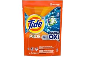 JÁCLER Tide PODS Liquid Detergent Pacs, 4-in-1 Ultra Oxi, 26 Ct, 1 Bag