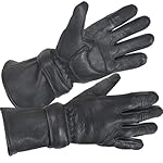 Xelement XG852 Mens Black Insulated Leather Deerskin Gauntlet Motorcycle Gloves - Large