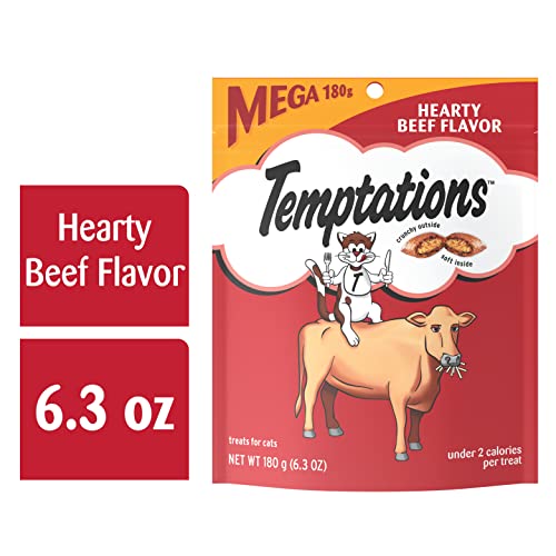 TEMPTATIONS Classic Treats for Cats Hearty Beef Flavor 6.3 Ounces (Pack