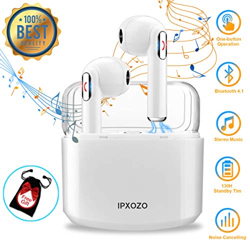 Wireless Earbuds,Bluetooth Earbuds Stereo Wireless Headphones Mini Wireless Earbuds with Microphone with Charging Case in Ear Earphones Sports Earpieces Compatible Samsung Huawei Android (White)