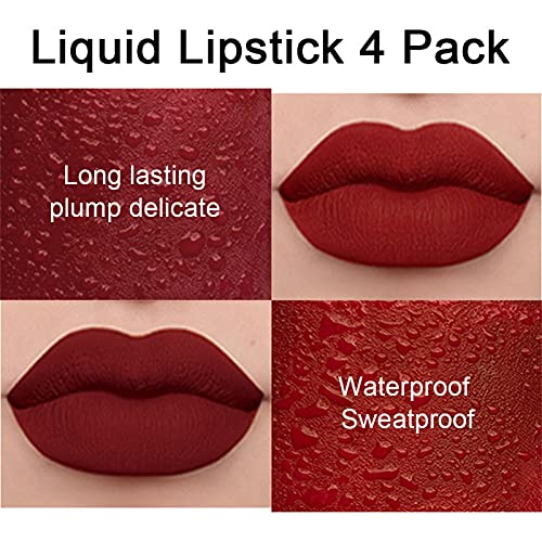 4 PCS Matte Lipstick,4-color Lip Stick, Durable Waterproof Non Stick Cup, Women\'s Make-up Velvet Make-up Lip Gloss (Kits-4)