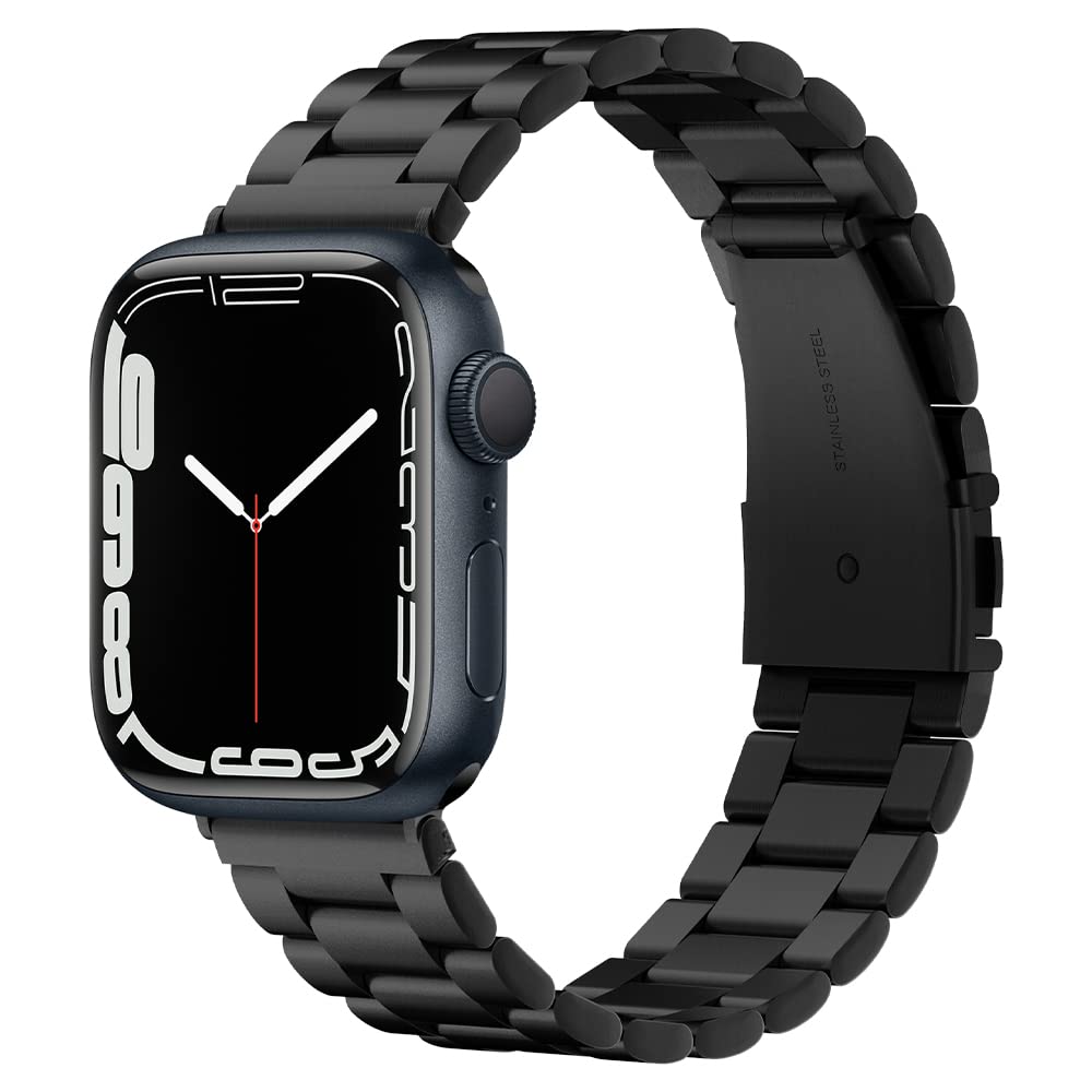 Spigen Modern Fit Apple Watch Strap Band Compatible with Apple Watch Ultra 3/2/1 (49mm), Series 11/10 (46mm), 9/8/7 (45mm), SE/6/5/4 (44mm), 3/2/1 (42mm)- Black