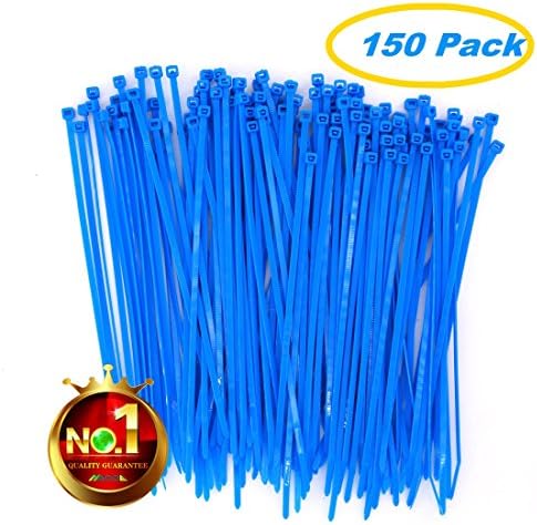 Wide Ocean Sea Blue Cable Ties 8 Inch 150 Pack Strong Heavy Duty Colored Cable Zip Ties-Outdoor, Garden, Office, Swimming Pool, Festivals Lighting Fasten Use