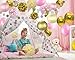 31 Pcs of Pink Gold and Cream Birthday Party Decoration Set Pompom Lanterns Polka Dot Triangle Garland Banner First 1st Birthday Girl Princess Ballerina Theme Decorations Kit Party Supplies Backdrop