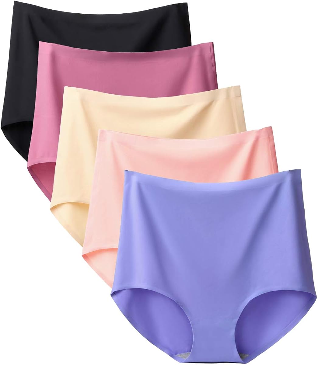GaaiKei 5 Pack Women's Invisible Seamless Hipster Panties No Show High