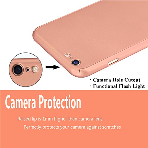 iPhone 6 Case, DecaStars [Ultra-thin Series] 2-in-1 Full-body Protective Back Cover [Slim Fit] with Tempered Glass Screen Protector for Apple iPhone 6 Case & iPhone 6s Case 4.7" - Rose Gold - Thumbnail 3