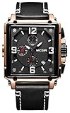 MEGIR Mens Square Belt Watch Fashion Trend Big Dial Timer European and American Style Casual Quartz Watch