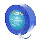 U.S. Pool Supply 1-1/2" x 50' Heavy Duty Blue PVC Swimming Pool Backwash Hose with Hose Clamp