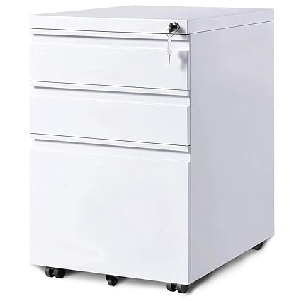 3 Drawer Mobile File Cabinet With Lock Under Desk Office Drawers