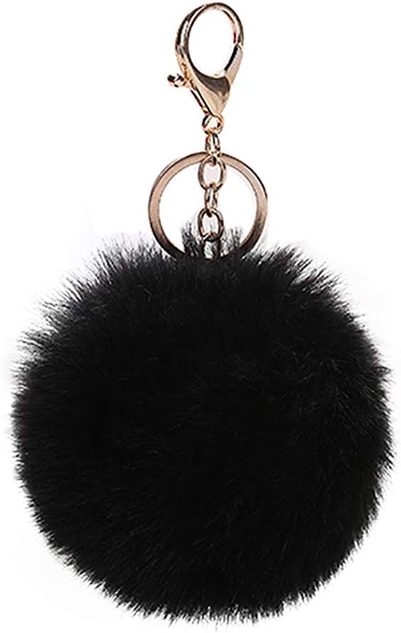 Tortor 1bacha Charm Faux Fur Pompon 2 Piece Pom Pom Fuzzy Ball with Keychain