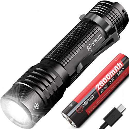 Night Provision TX8 EDC Tactical Flashlight USB Rechargeable Compact Torch CREE 800 Lumen LED (USB Rechargeable)