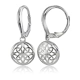 Sterling Silver High Polished Filigree Round Dangle Leverback Earrings