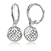 Sterling Silver High Polished Filigree Round Dangle Leverback Earrings