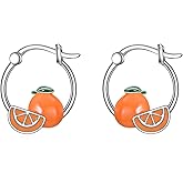 Grmdit Banana/Orange Slice Earrings 925 Sterling Silver Fruit Hoop Earrings Orange Fruit Jewelry Gifts for Fruit Lover
