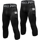 LNFINTDO 3/4 Compression Pants for Men with Pockets Capri Sports Legging Basketball Running Tights Cool Dry Workout Baselayer