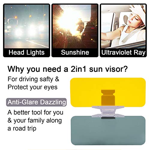WFPOWER Car Sun Visor Extender (2 Pack) Anti Glare Blocker 2 In 1, UV Day Vision and Night Vision Goggles for Windshield, Sun Shield 12.6 x 4.7inch for Sedan Mini Van Pack of 2 [2019 Upgraded Version] - Thumbnail 2