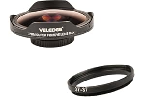 Fisheye Lens Adapter 37mm 0.3X HD Ultra Wide Angle Adapter Ring Camera Accessories for Photography Landscape Travel Close Up 
