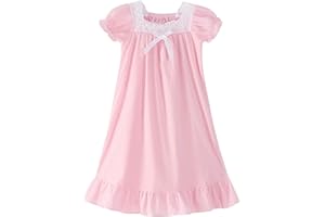 Baby Girl Ruffle Sleeve Nightgowns Dress Lace Bow Puff Short Sleeve Sleepwear 𝗣a𝗷amas Cute Flower Girl Dresses Infant