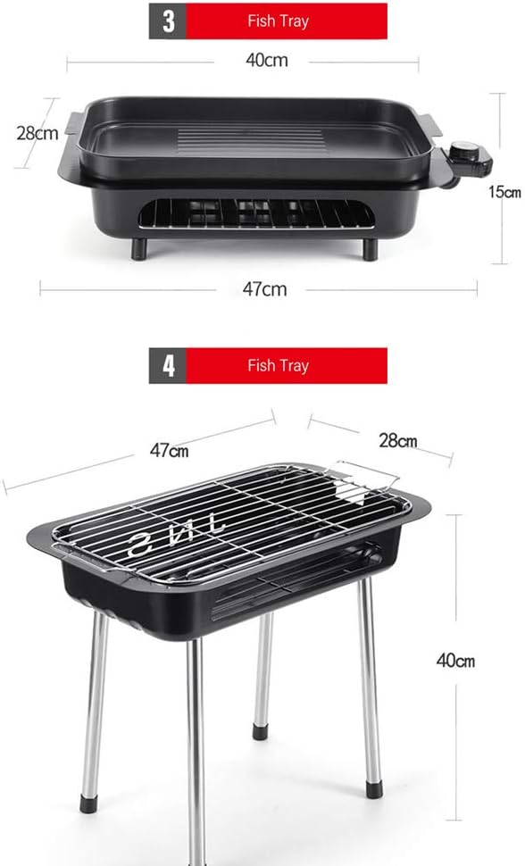 review Indoor Outdoor Smokeless Electric Grill with Bracket, Double Layer Stainless Steel Heating Tube 5 Adjustable Gears, Electric Carbon Dual-Purpose Multi-Function Barbecue Stove